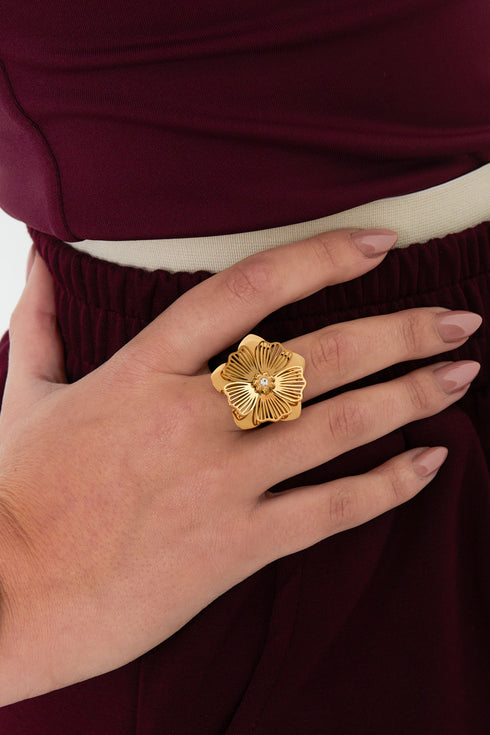 Stainless Steel Statement Rings Flower Casual Daily Simple Series Women's jewelry