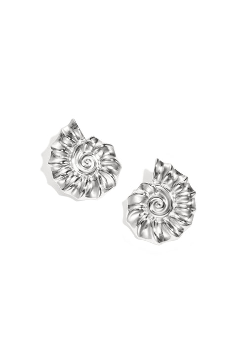 Spiral shell statement earrings