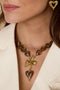 Bead necklace with hanging heart charms