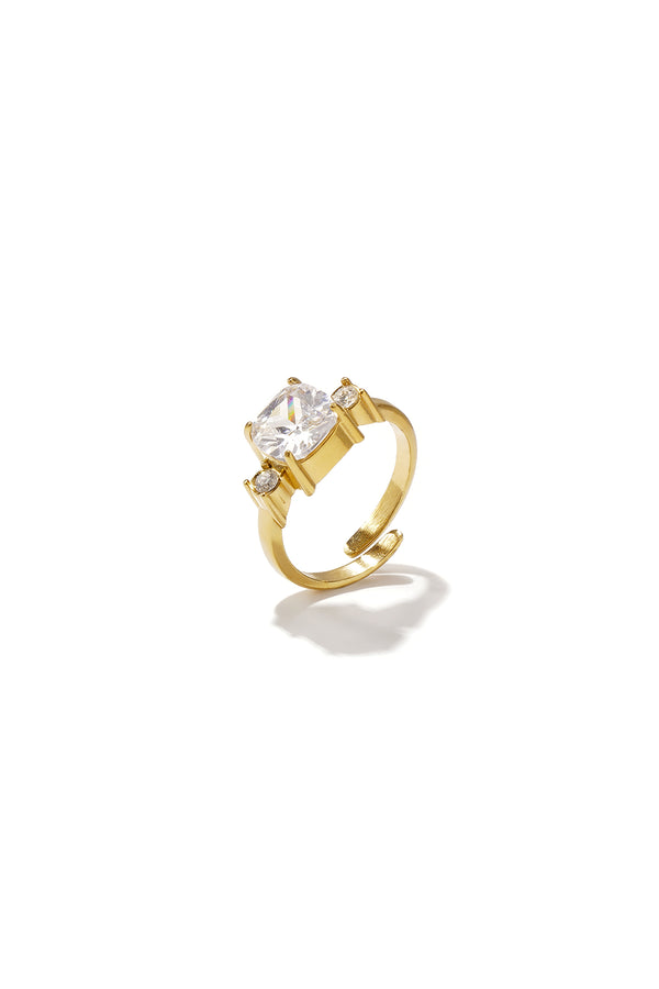 Adjustable statement ring with cubic zirconia stones