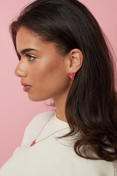 Heart earrings studs