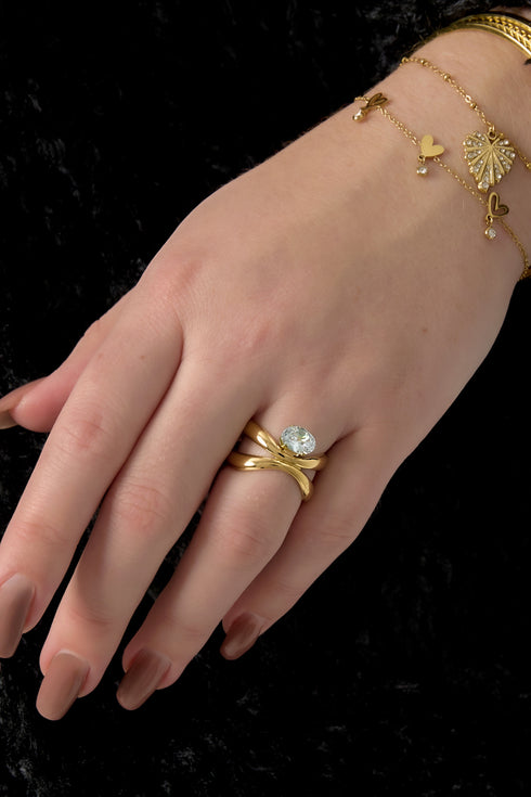 Stainless Steel Gemstone Rings lines Simple Daily Simple Series Women's jewelry