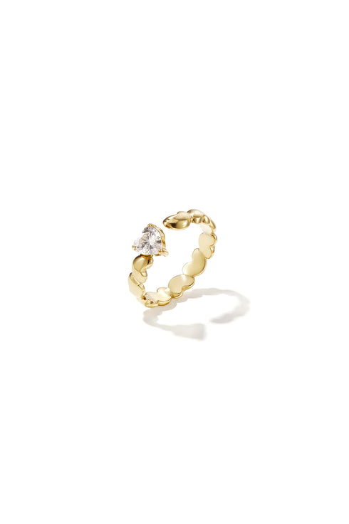 Ring with alternating hearts and cubic zirconia
