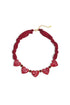Fabric necklace with heart beads