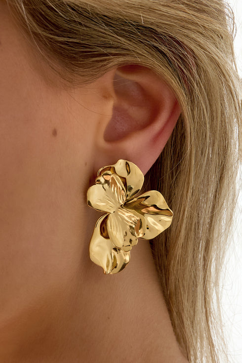 Stainless Steel Stud Earrings Flower Casual Daily Simple Series Women's jewelry
