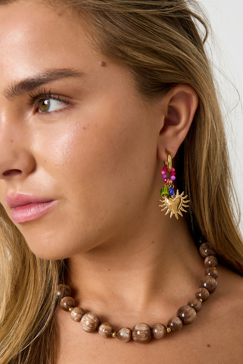 Glowing Heart Happy Charm earrings