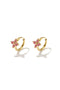 Small hoop earrings with clover-shaped stones