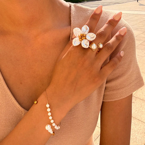 Anel Flower | Acabamento em Ouro de 18K